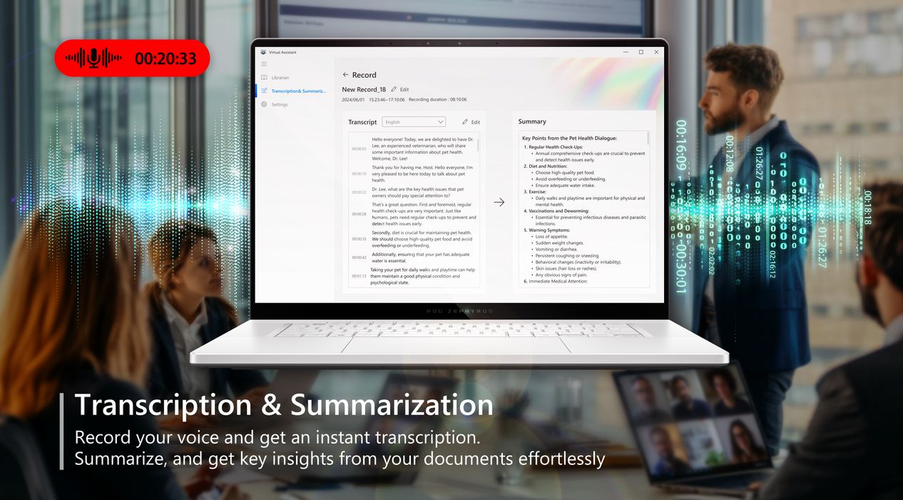 Virtual Assistant Transcription and Summarization